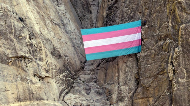 Trans Flag Hung From El Capitan 