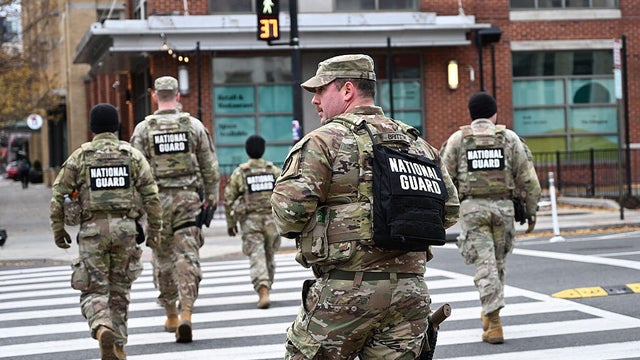 National Guard members patrol in Washington, D.C., on Nov. 27, 2025. 